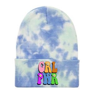 Girl Power Cute Sunflower Retro Colorful Tie Dye 12in Knit Beanie