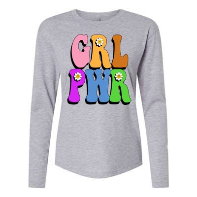 Girl Power Cute Sunflower Retro Colorful Womens Cotton Relaxed Long Sleeve T-Shirt