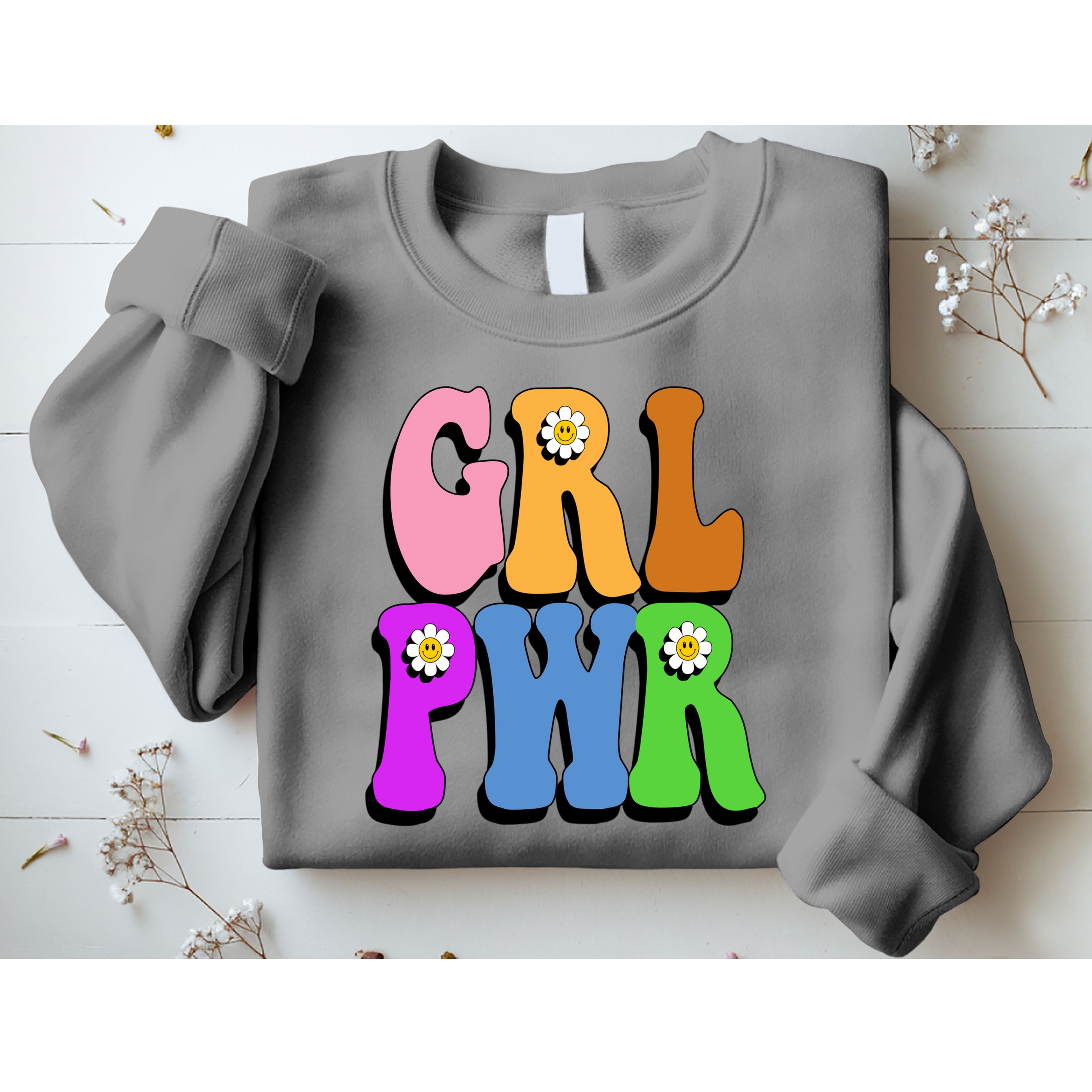 Girl Power Cute Sunflower Retro Colorful Sweatshirt