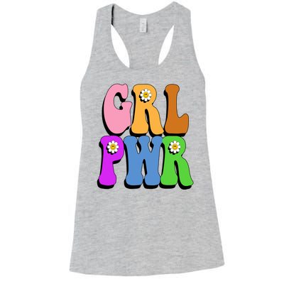 Girl Power Cute Sunflower Retro Colorful Women's Racerback Tank