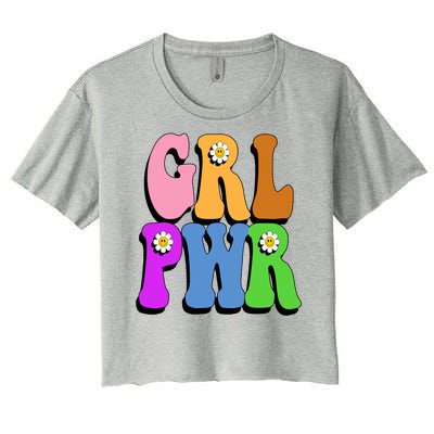 Girl Power Cute Sunflower Retro Colorful Women's Crop Top Tee