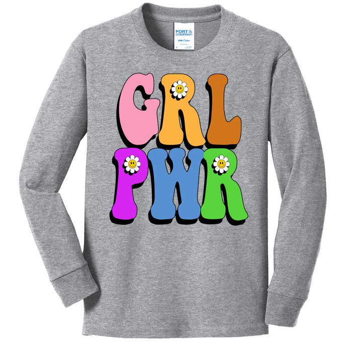 Girl Power Cute Sunflower Retro Colorful Kids Long Sleeve Shirt