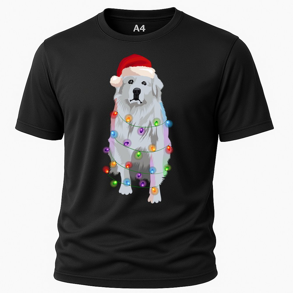 Great Pyrenees Christmas Lights Xmas Patou Pyrenean Gift Cooling Performance Crew T-Shirt