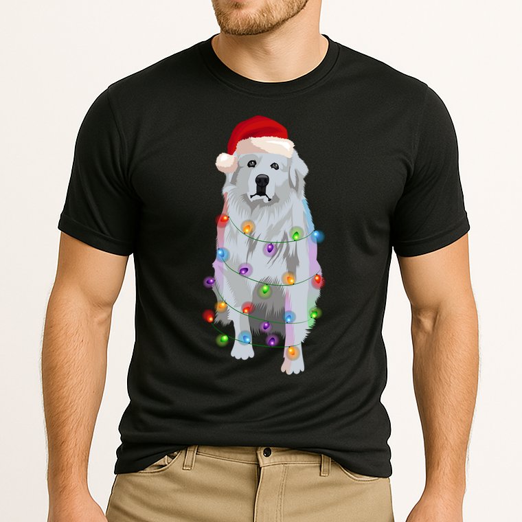 Great Pyrenees Christmas Lights Xmas Patou Pyrenean Gift Cooling Performance Crew T-Shirt