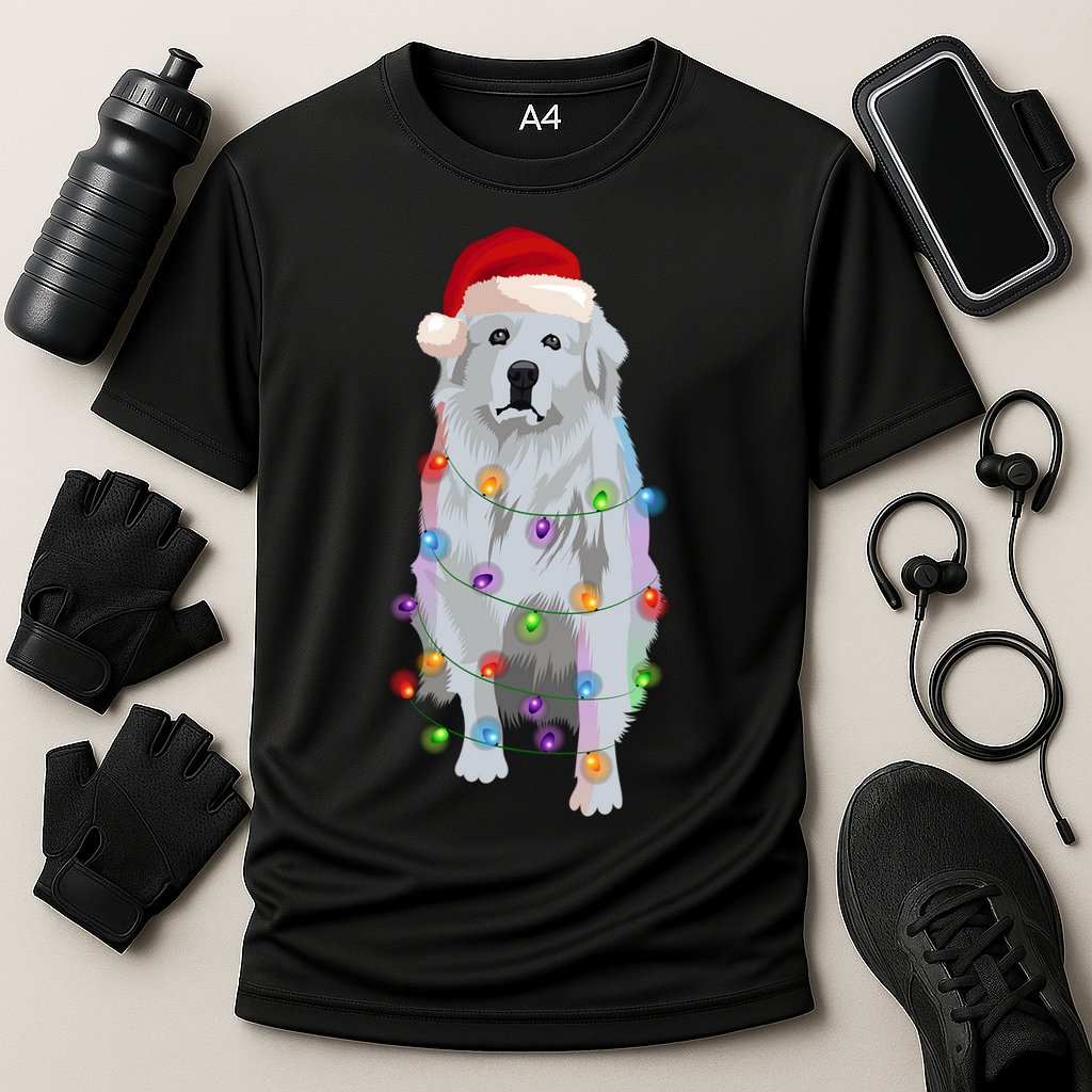 Great Pyrenees Christmas Lights Xmas Patou Pyrenean Gift Cooling Performance Crew T-Shirt