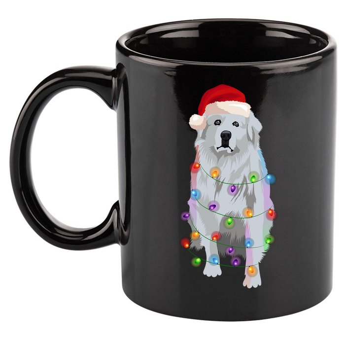 Great Pyrenees Christmas Lights Xmas Patou Pyrenean Gift 11oz C Handle Ceramic Mug