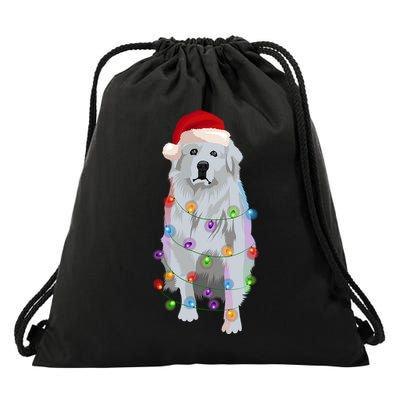 Great Pyrenees Christmas Lights Xmas Patou Pyrenean Gift Drawstring Bag