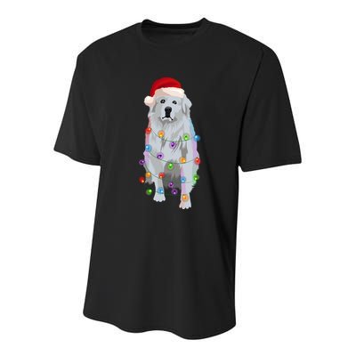 Great Pyrenees Christmas Lights Xmas Patou Pyrenean Gift Youth Performance Sprint T-Shirt