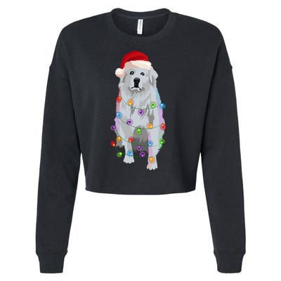 Great Pyrenees Christmas Lights Xmas Patou Pyrenean Gift Cropped Pullover Crew