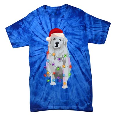 Great Pyrenees Christmas Lights Xmas Patou Pyrenean Gift Tie-Dye T-Shirt