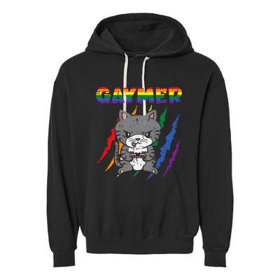 Gaymer Purride Cat Video Game Gamer Lgbtq Garment-Dyed Fleece Hoodie