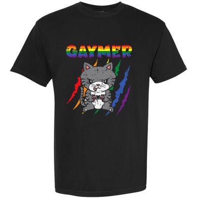 Gaymer Purride Cat Video Game Gamer Lgbtq Garment-Dyed Heavyweight T-Shirt