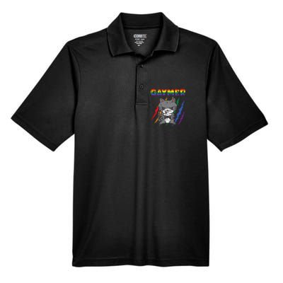 Gaymer Purride Cat Video Game Gamer Lgbtq Men's Origin Performance Piqué Polo