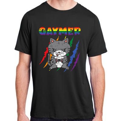 Gaymer Purride Cat Video Game Gamer Lgbtq Adult ChromaSoft Performance T-Shirt