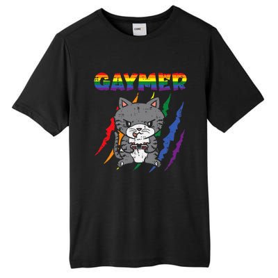 Gaymer Purride Cat Video Game Gamer Lgbtq Tall Fusion ChromaSoft Performance T-Shirt