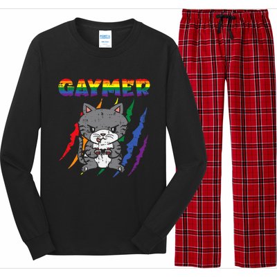 Gaymer Purride Cat Video Game Gamer Lgbtq Long Sleeve Pajama Set