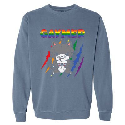 Gaymer Purride Cat Video Game Gamer Lgbtq Garment-Dyed Sweatshirt