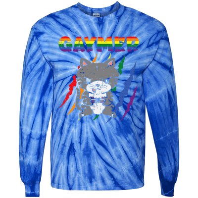 Gaymer Purride Cat Video Game Gamer Lgbtq Tie-Dye Long Sleeve Shirt