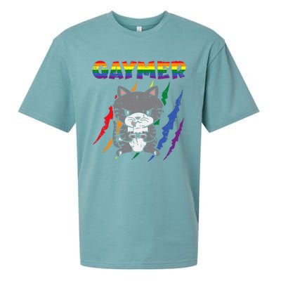 Gaymer Purride Cat Video Game Gamer Lgbtq Sueded Cloud Jersey T-Shirt