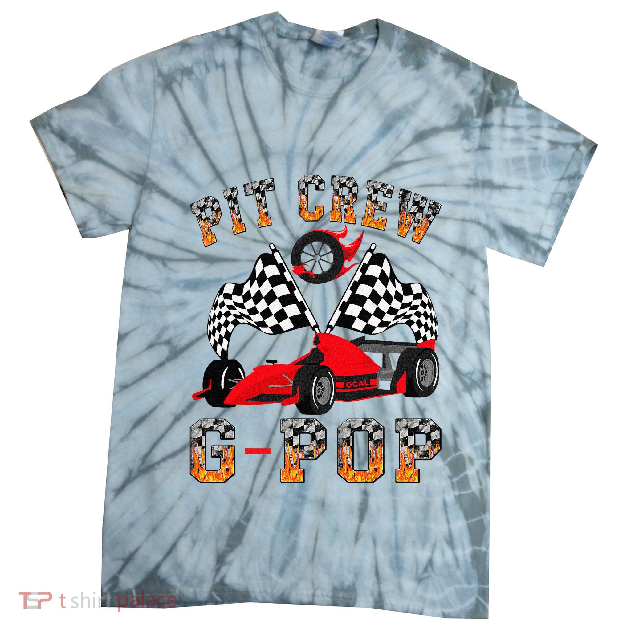 Gpop Pit Crew Fire Race Car Birthday Tie-Dye T-Shirt