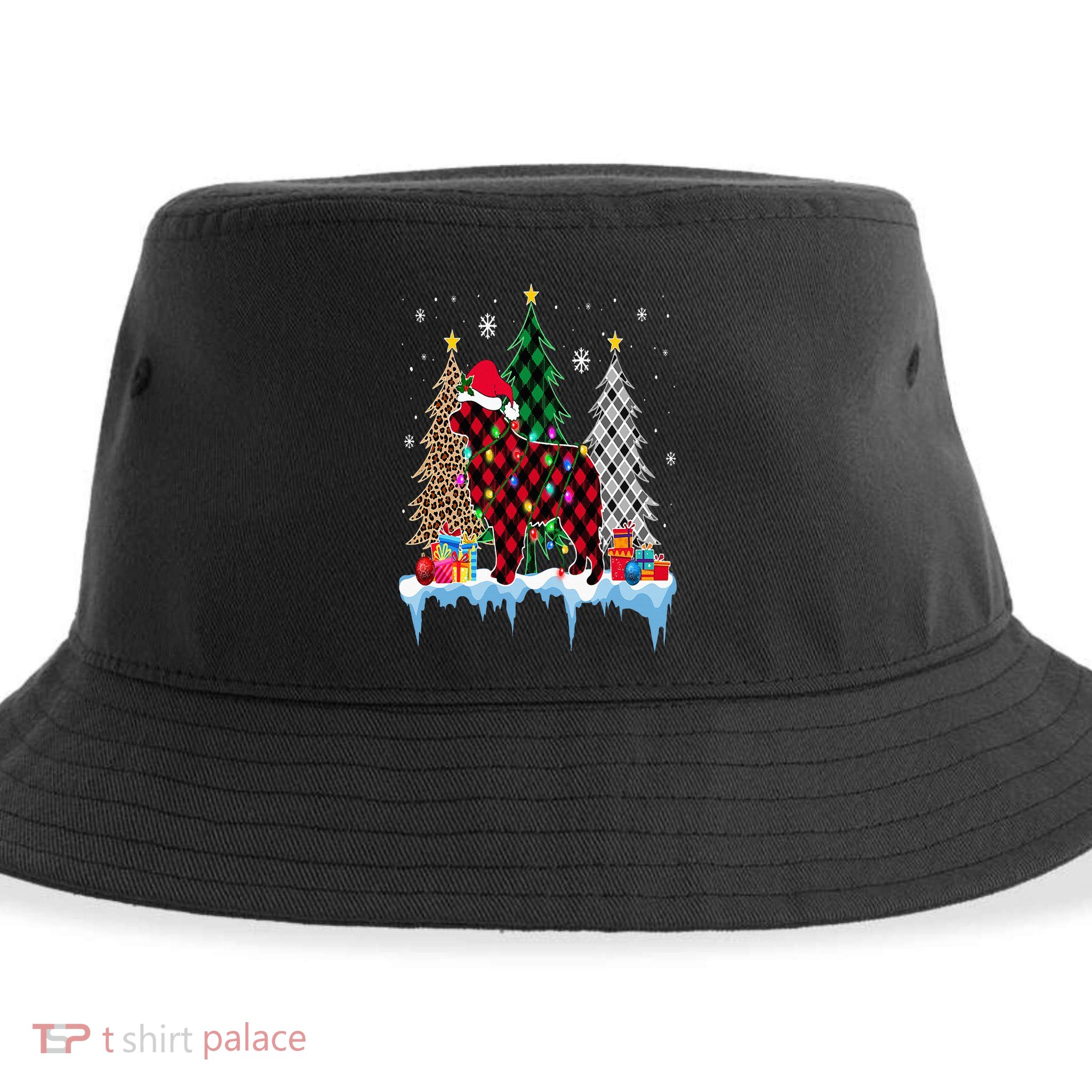 Great Pyrenees Dog Tree Christmas Lights Funny Xmas Pajama Sustainable Bucket Hat