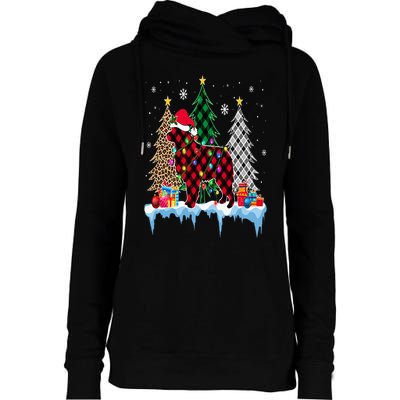 Great Pyrenees Dog Tree Christmas Lights Funny Xmas Pajama Womens Funnel Neck Pullover Hood