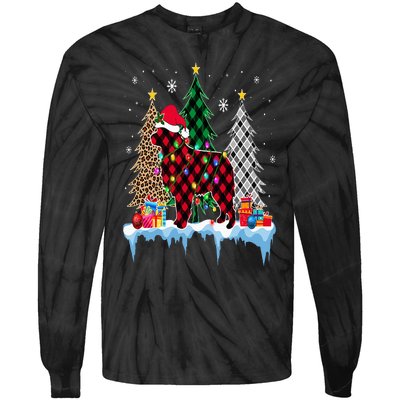 Great Pyrenees Dog Tree Christmas Lights Funny Xmas Pajama Tie-Dye Long Sleeve Shirt