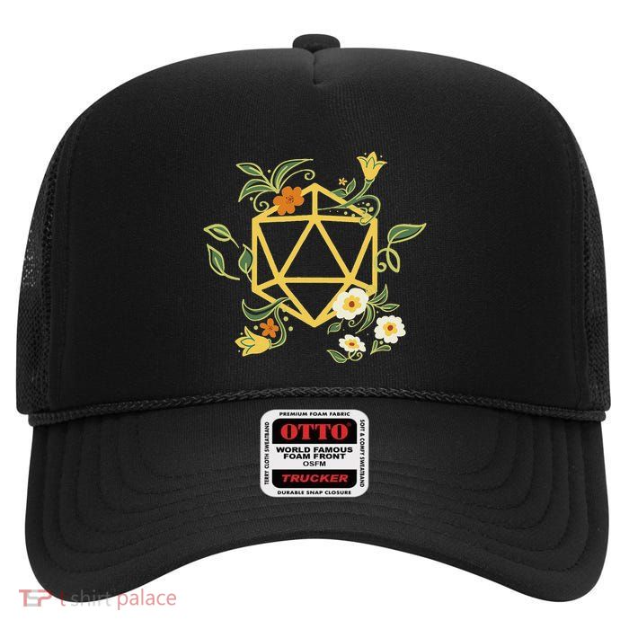 Geeky Polyhedral D20 Dice Set Plant Nerdy High Crown Mesh Back Trucker Hat