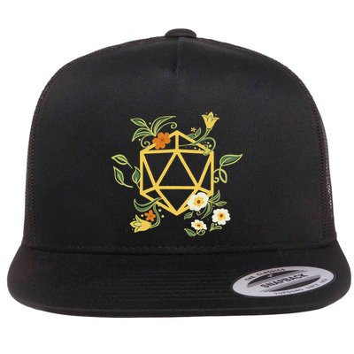 Geeky Polyhedral D20 Dice Set Plant Nerdy Flat Bill Trucker Hat