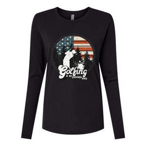 Golfing Patriotic Duty Golfer American Flag Playing Golf Womens Cotton Relaxed Long Sleeve T-Shirt