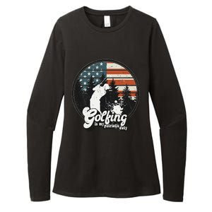 Golfing Patriotic Duty Golfer American Flag Playing Golf Womens CVC Long Sleeve Shirt