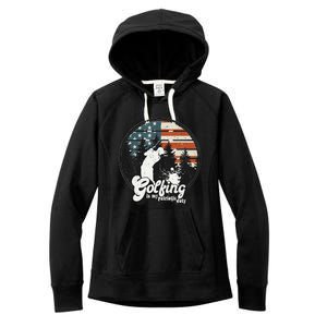 Golfing Patriotic Duty Golfer American Flag Playing Golf Women's Fleece Hoodie