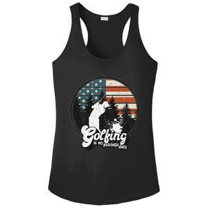 Golfing Patriotic Duty Golfer American Flag Playing Golf Ladies PosiCharge Competitor Racerback Tank