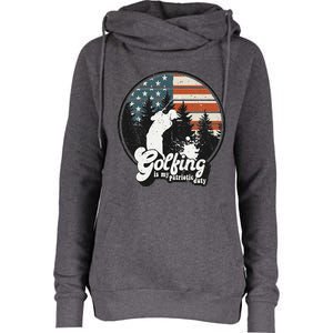 Golfing Patriotic Duty Golfer American Flag Playing Golf Womens Funnel Neck Pullover Hood