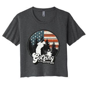 Golfing Patriotic Duty Golfer American Flag Playing Golf Women's Crop Top Tee