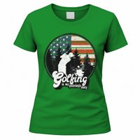 Golfing Patriotic Duty Golfer American Flag Playing Golf Women's T-Shirt