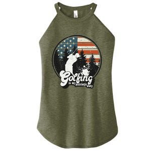 Golfing Patriotic Duty Golfer American Flag Playing Golf Women's Perfect Tri Rocker Tank