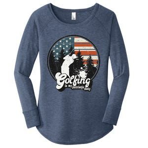 Golfing Patriotic Duty Golfer American Flag Playing Golf Women's Perfect Tri Tunic Long Sleeve Shirt