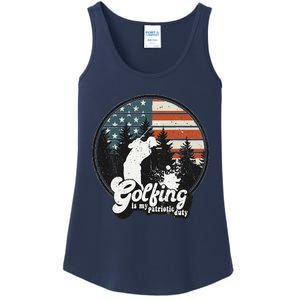 Golfing Patriotic Duty Golfer American Flag Playing Golf Ladies Essential Tank