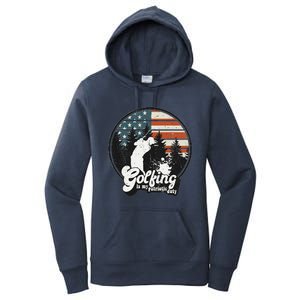 Golfing Patriotic Duty Golfer American Flag Playing Golf Women's Pullover Hoodie