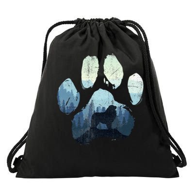 Great Pyrenees Dog Paw Mom Dad Mountains Drawstring Bag