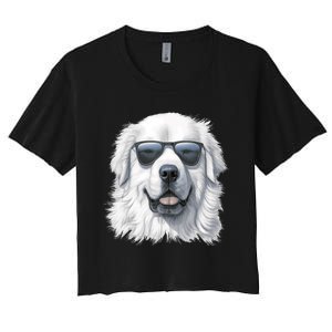 Great Pyrenees Dog With Sunglasses Great Pyrenees Women's Crop Top Tee