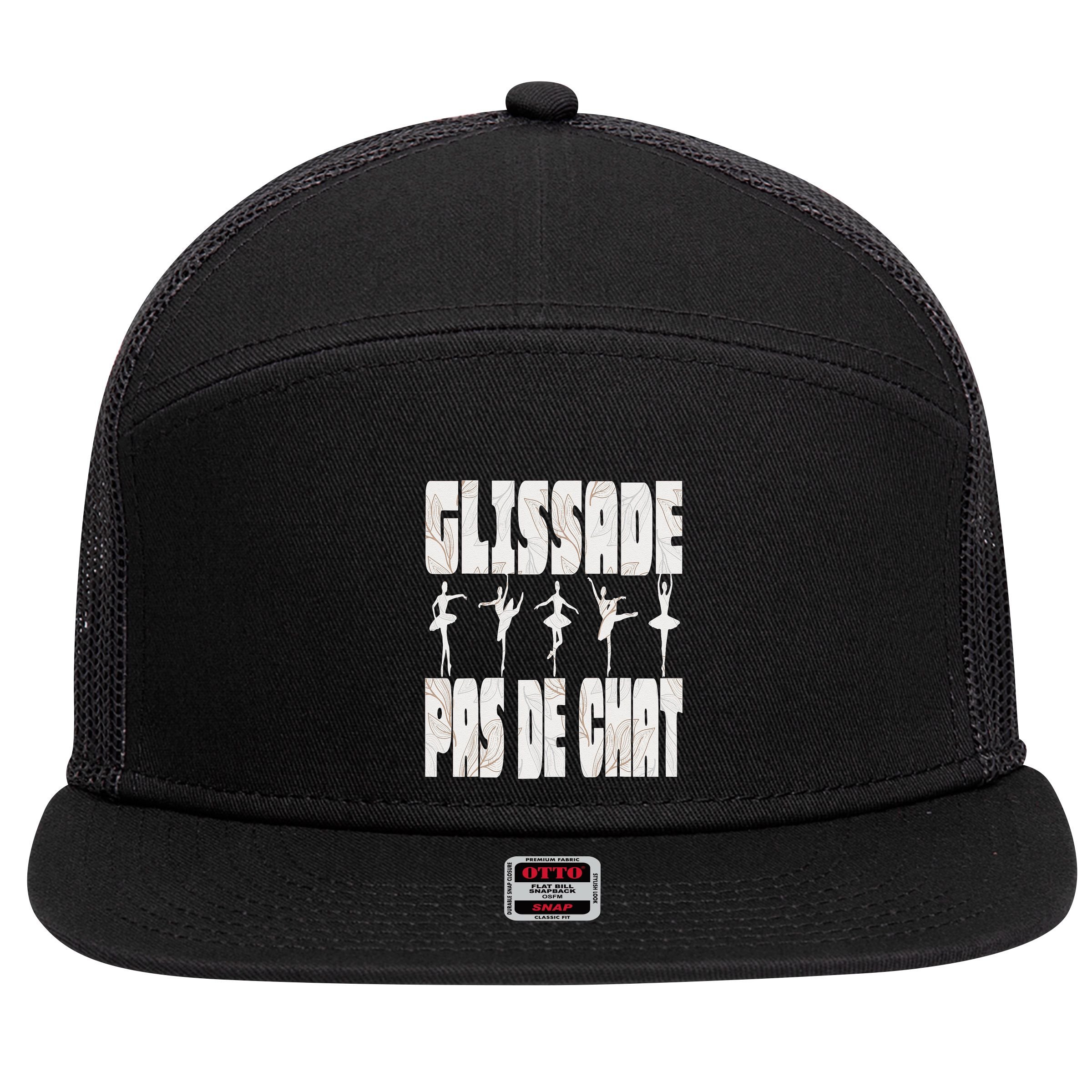 Glissade Pas De Chat Ballet Ballerina Dancer Funny 7 Panel Mesh Trucker Snapback Hat