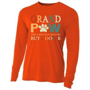 Grand Paw Dog Lover Fathers Day Grandpaw Grandpa Father Gift Cooling Performance Long Sleeve Crew