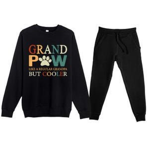 Grand Paw Dog Lover Fathers Day Grandpaw Grandpa Father Gift Premium Crewneck Sweatsuit Set