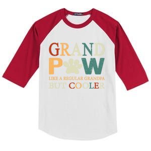 Grand Paw Dog Lover Fathers Day Grandpaw Grandpa Father Gift Kids Colorblock Raglan Jersey