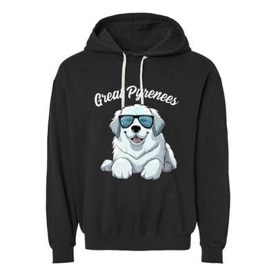 Great Pyrenees Dog With Sunglasses Cool Great Pyrenees Garment-Dyed Fleece Hoodie