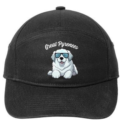 Great Pyrenees Dog With Sunglasses Cool Great Pyrenees 7-Panel Snapback Hat