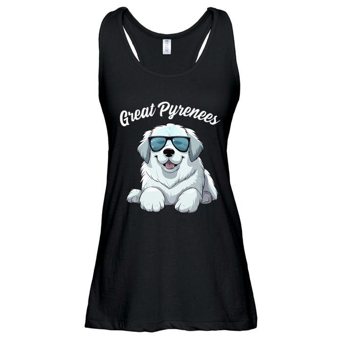 Great Pyrenees Dog With Sunglasses Cool Great Pyrenees Ladies Essential Flowy Tank