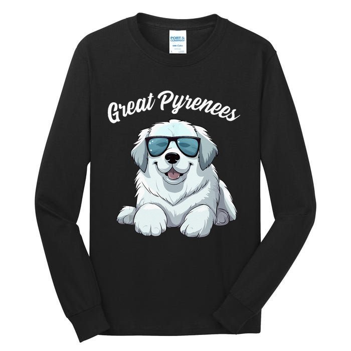 Great Pyrenees Dog With Sunglasses Cool Great Pyrenees Tall Long Sleeve T-Shirt